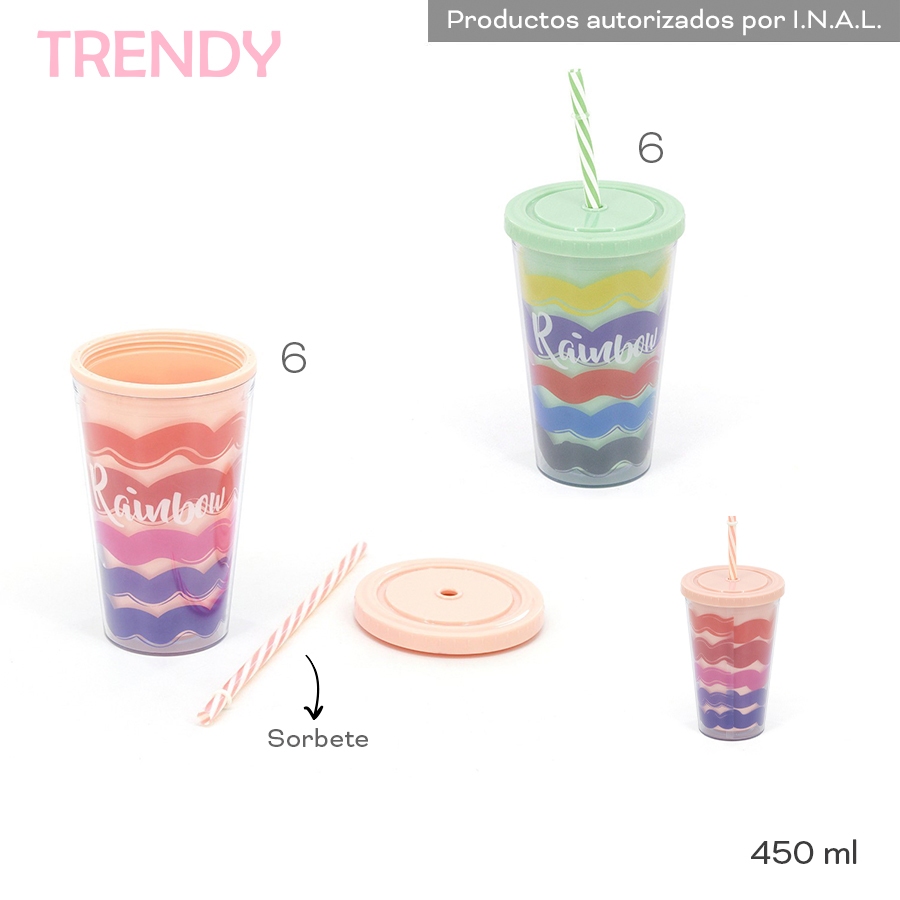 19024 - Vaso Trendy 450ml , Info: Sorbete  Composición: Plástico  Alto: 450ml +info+fotos
