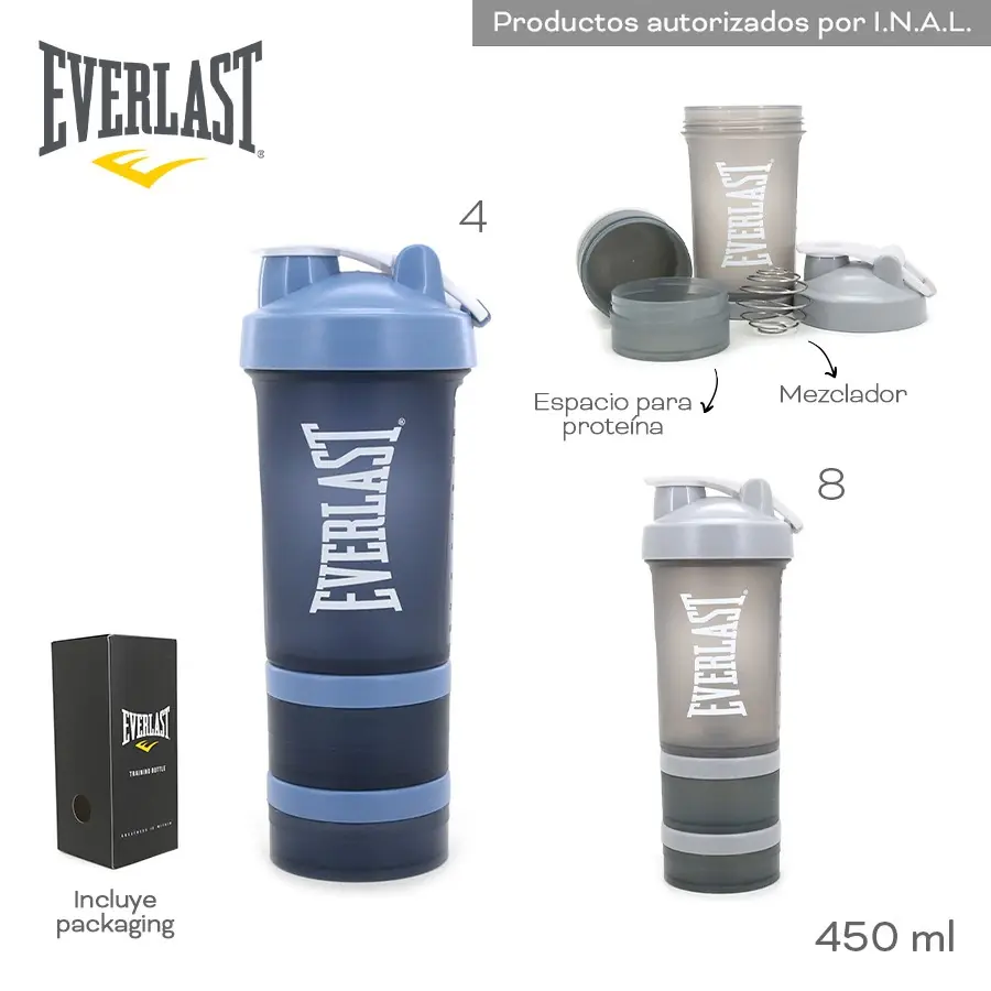 15253 – BOTELLA SHAKER  450ML   (+FOTOS) ESPACIO PARA PROTEÍNAS ,MEZCLADOR ,FILTRO,TAPA A ROSCA, INCLUYE PACKAGING  +INFO+FOTOS