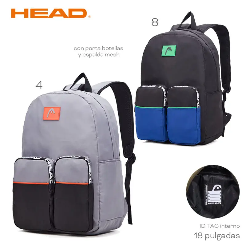 21609 – Mochila Head - Composición: 100% nylon Alto: 46 cm Ancho: 32 cm Profundidad: 15 cm MAS INFO EN FOTO