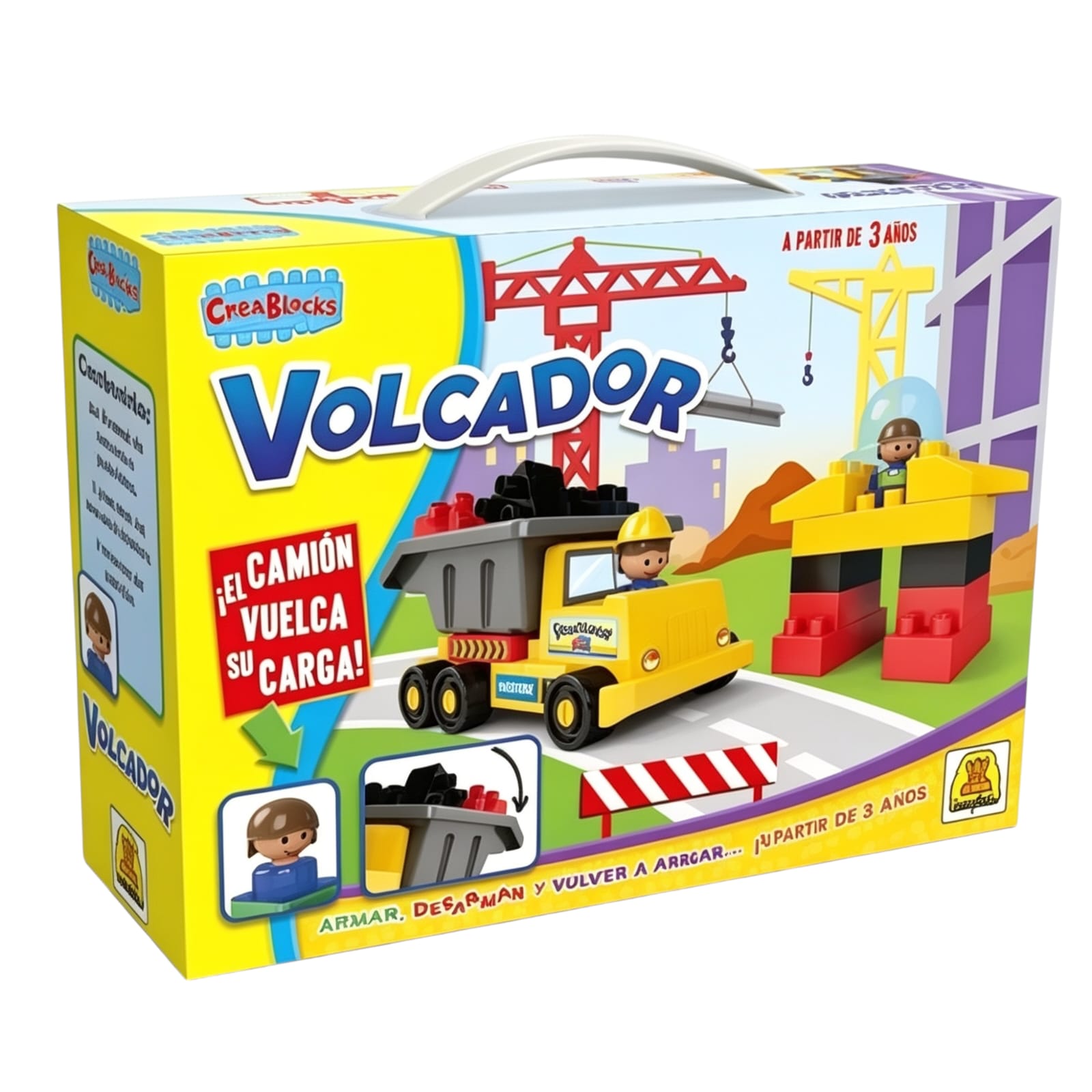 IM163 -Volcador, BLOQUES/CONSTRUCCION, Cantidad de piezas: 24 Contiene una escena para ambientar tu juego. Edad: A partir de 3 años. Medidas de la caja: 18.5 x 25.8 x 7.5 cm Juego de bloques de encastre perfecto.IMPLAS.