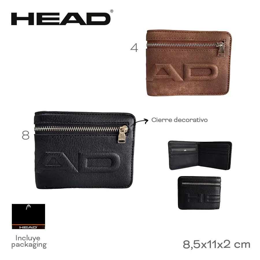 28913 - Billetera Head, +INFO+FOTOS Info: Incluye packaging Composición: PU Alto: 8,5cm Ancho: 11cm Profundidad: 2cm