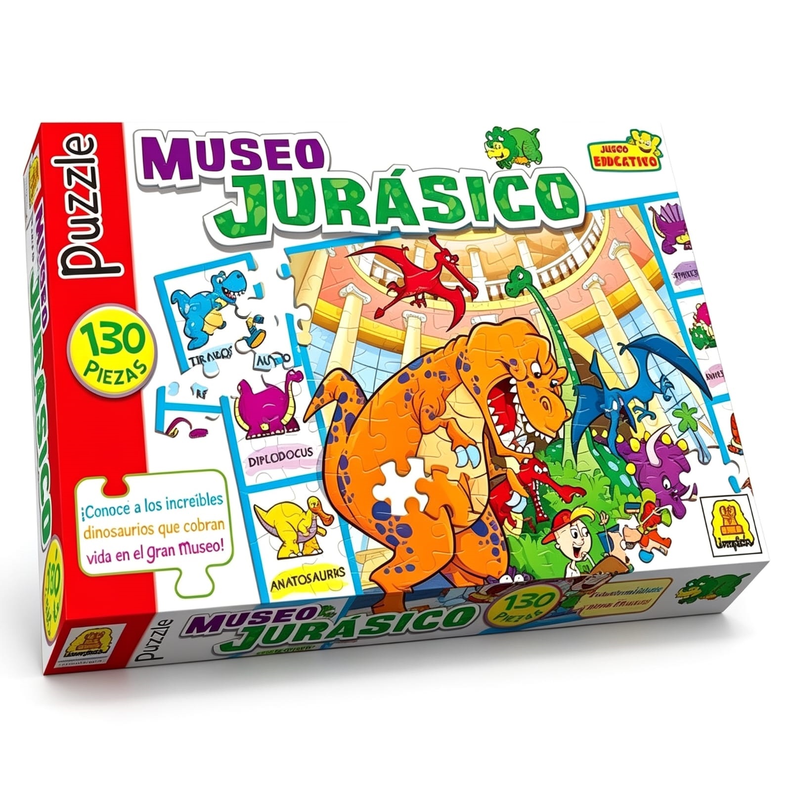 IM311- Museo Jurásico. Contiene 1 puzzle de 130 piezas Medidas 40.5 x 29.5 cm Medidas de la caja 34.5 x 22.4 x 4.4 cm Edad: 4 años (orientativa) Puzzle Infantil. IMPLAS CAJAX8.