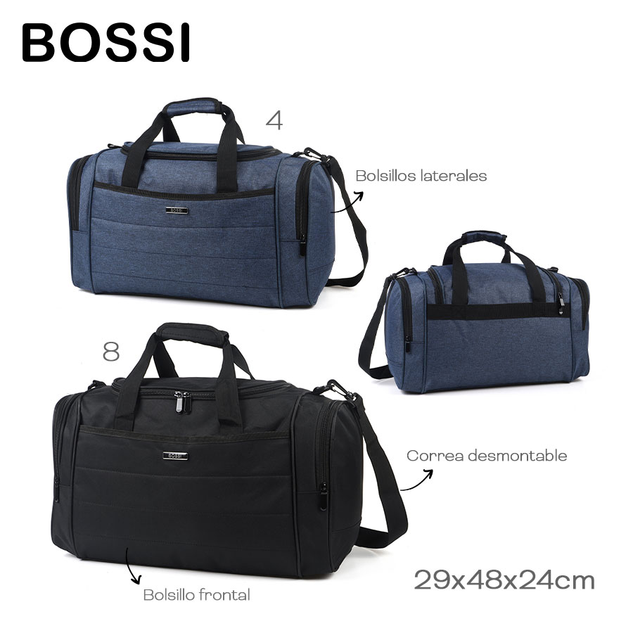51411 - Bolso Bossi  Info: Bolsillos laterales, bolsillo frontal y correa desmontable  Composición: cordura jaspeada  Alto: 29 cm  Ancho: 48 cm  Profundidad: 24 cm