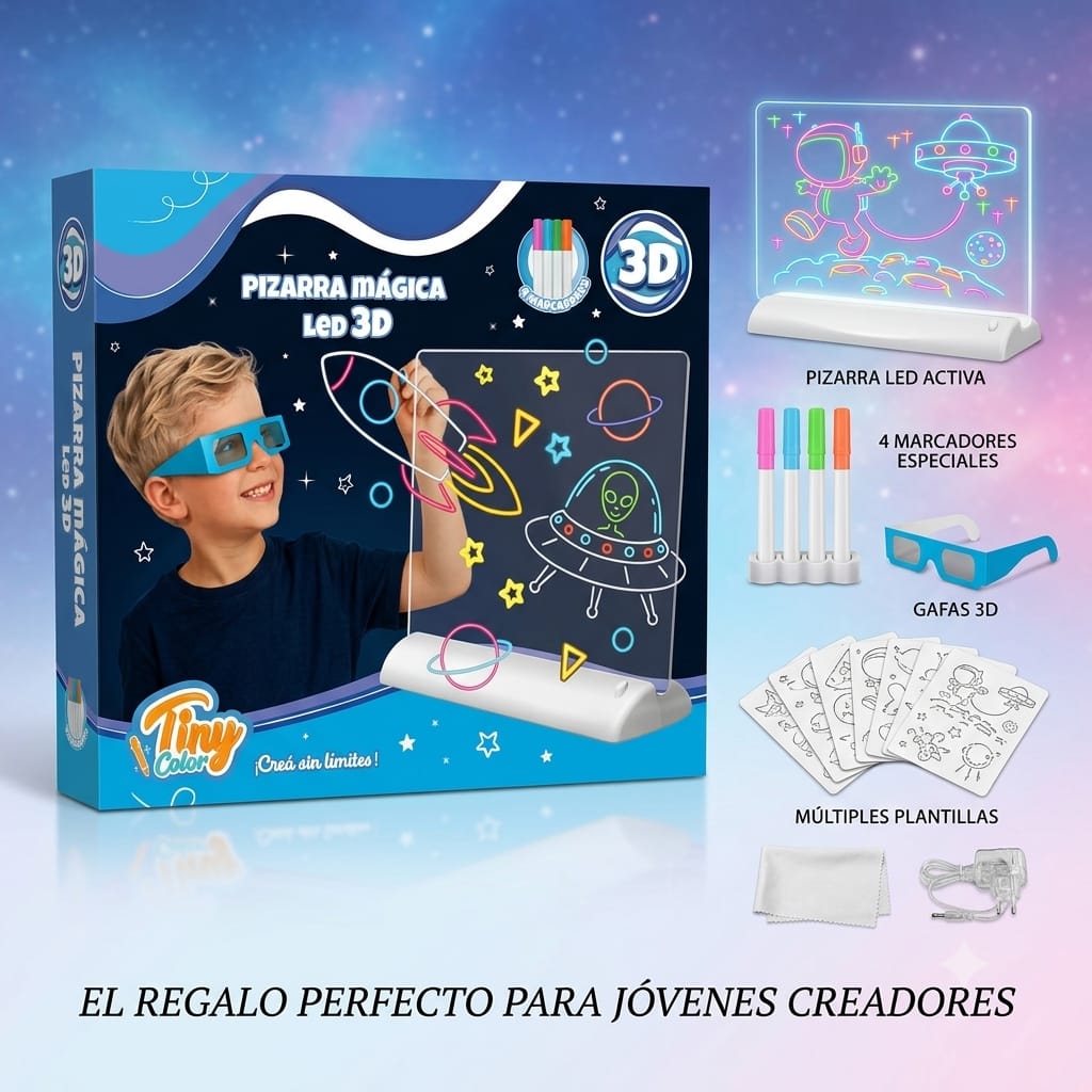 57583- PIZARRA MAGICA 3D ESPACIAL DINO C/LUZ 28X26 CAJA JUGUETES 30X28X5 +info+fotos