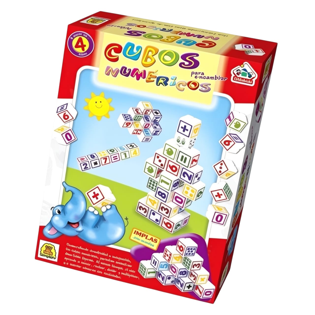 IM196- Cubos Numéricos,DIDACTICOS EDUCATIVOS, Edad: a partir de 4 años Participantes: 1 o mas Medidas de la caja: 27 x 19.5 x 6 cm Juego de Cubos encastrables entre si. Contiene stickers con números, cantidades para iniciar en operaciones matemáticas. IMPLAS.