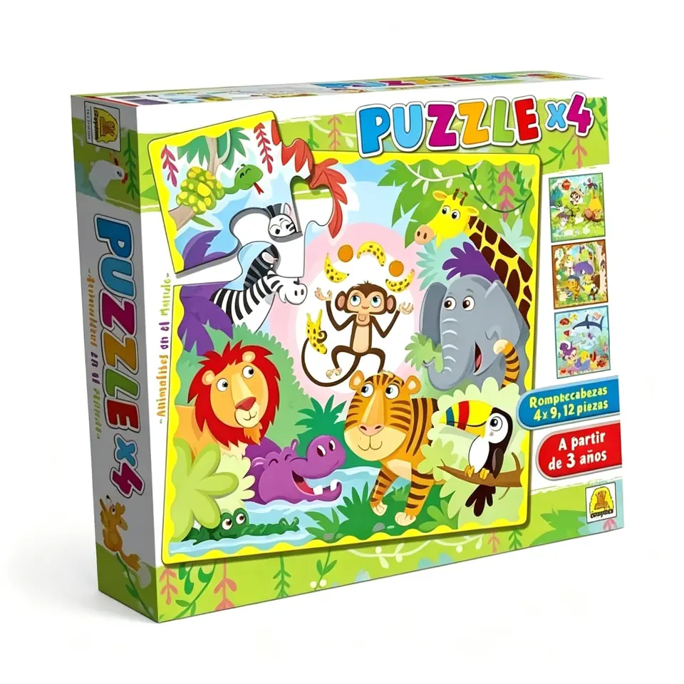 IM24 - Animalitos en el mundo PUZZLE (CAJA X8) Animalitos en el mundo contiene 4 puzzles con animalitos en diferentes ambientes y hábitats.