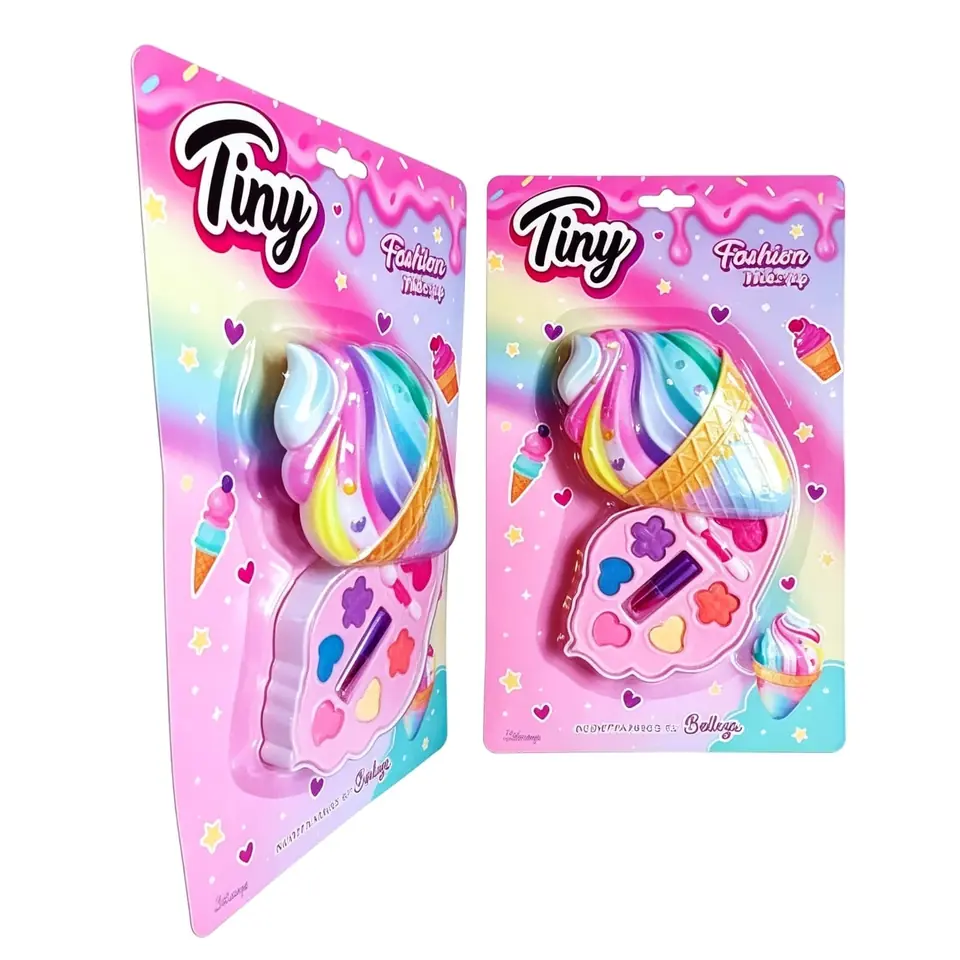 3349- MAQUILLAJE TINY CONO HELADO ARCO IRIS 31X18X3 +INFO+FOTOS