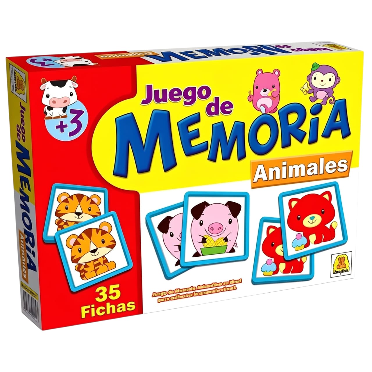 IM257- Memoria Animalitos Contiene 21 piezas Participantes: 2 a 4 jugadores Edad: a partir de 3 años Medidas de la caja 27 x 19.5 x 3.5 cm Juego de memoria infantil.IMPLAS CAJA X 12.