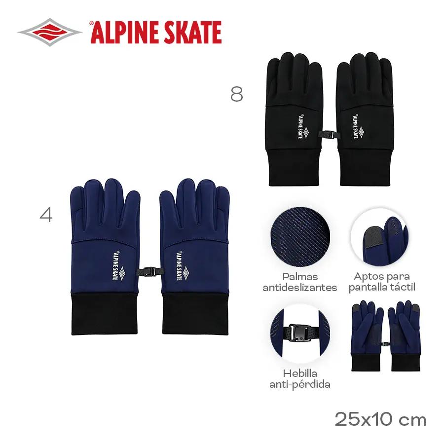 31412- Guante Alpine Skate	25cm	10cm		Acrílico	Palmas antides, aptos pantalla táctil, hebilla antipérdida +INFO+FOTOS