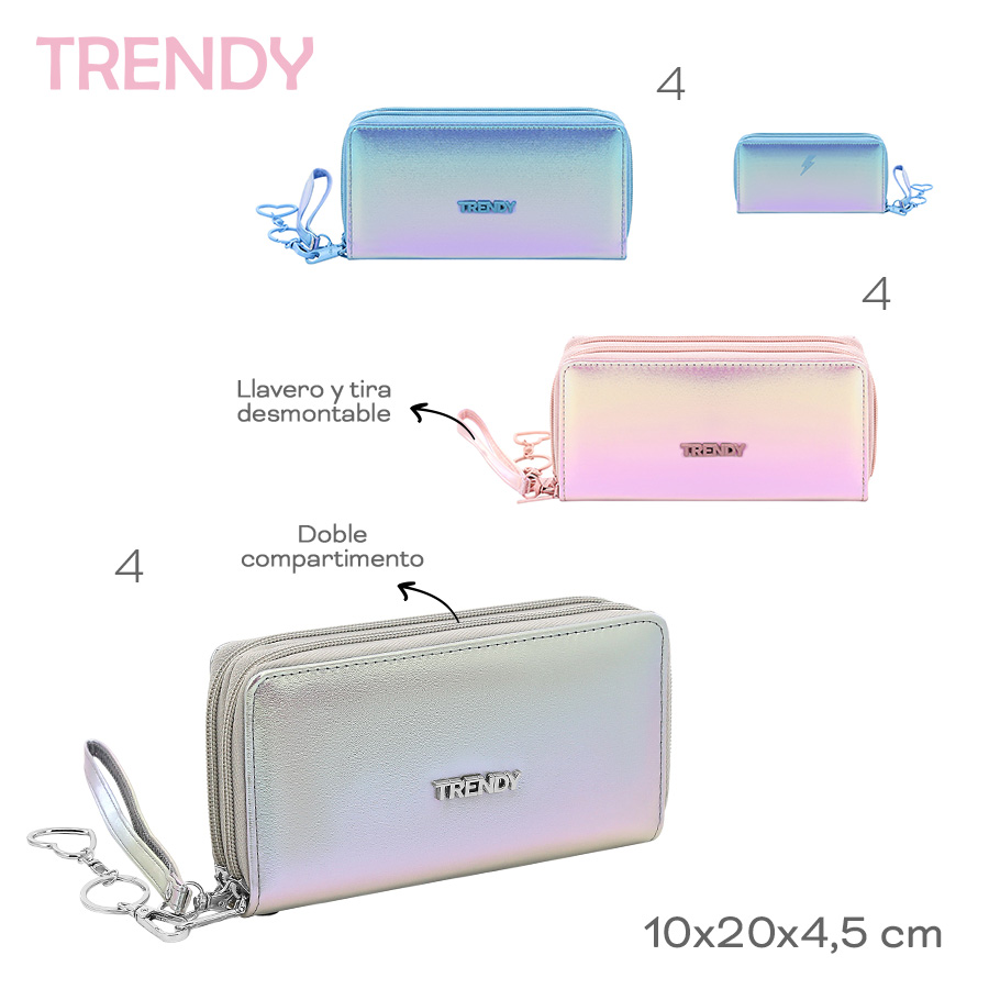 30284 - Fichero Trendy ,+INFO+FOTOS Info: Doble compartimento, llavero y tira desmontable Composición: PU Alto: 10cm Ancho: 20cm Profundidad: 4,5cm