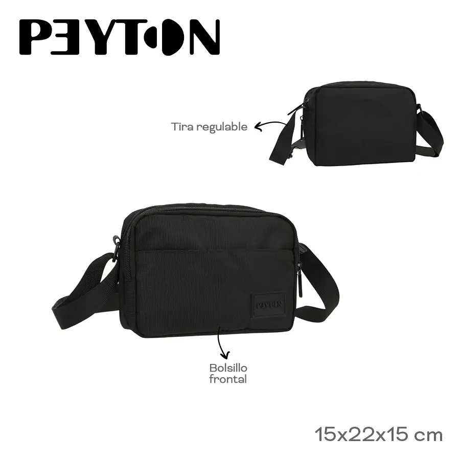 54402-	Morral Peyton	15cm	22cm	15cm	Nylon	Bolsillo frontal, tira regulable MARROQUINERIA +INFO+FOTOS