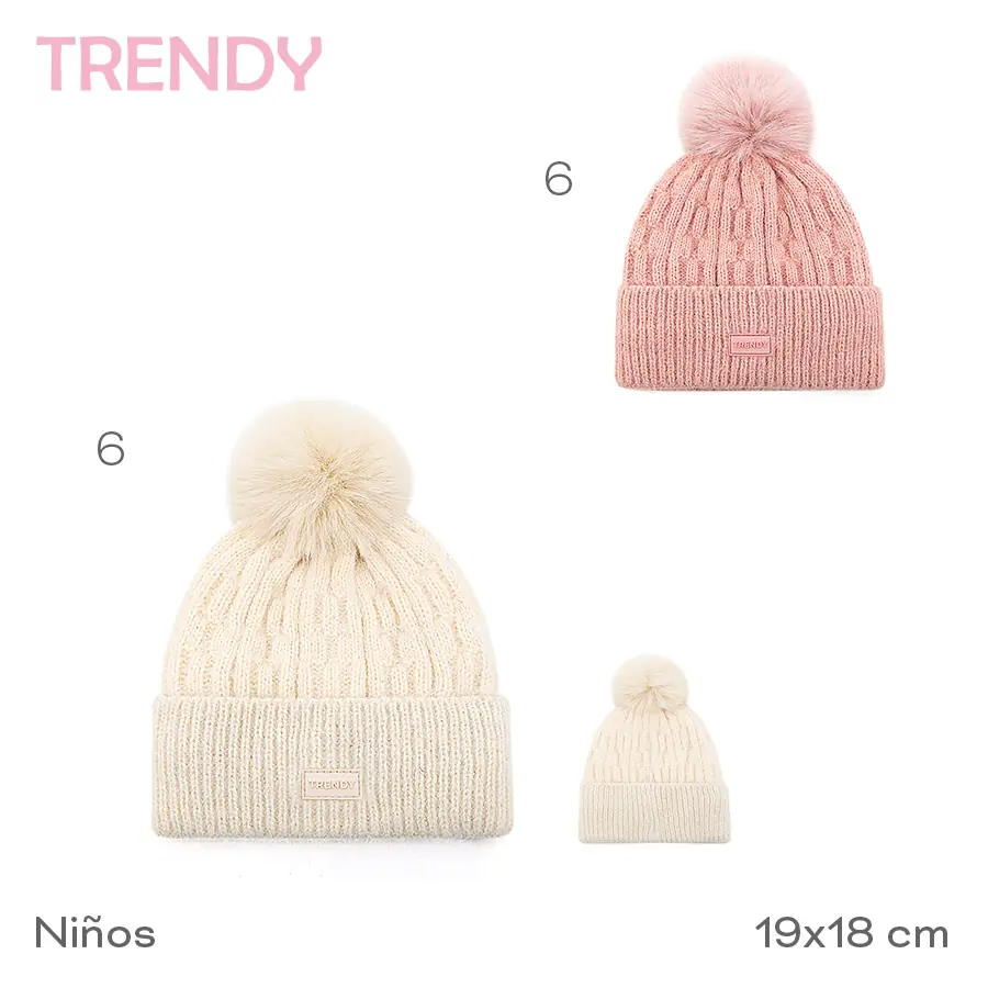 31107-Gorro Infantil Trendy	19cm	18cm		Acrílico	Niños TEXTIL +INFO+FOTOS