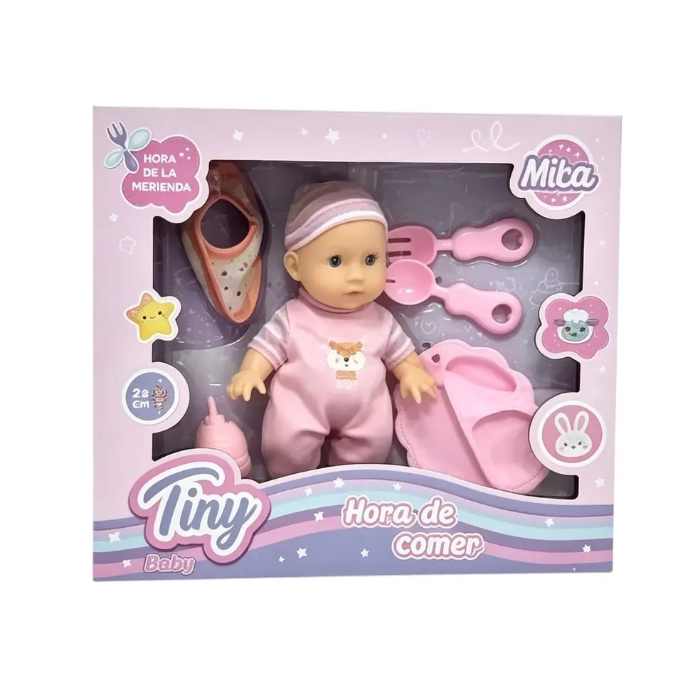 *53727- BEBOTE TINY HORA DE COMER 5 ACCES 22 CM CAJA 30X24X8 (+FOTOS)