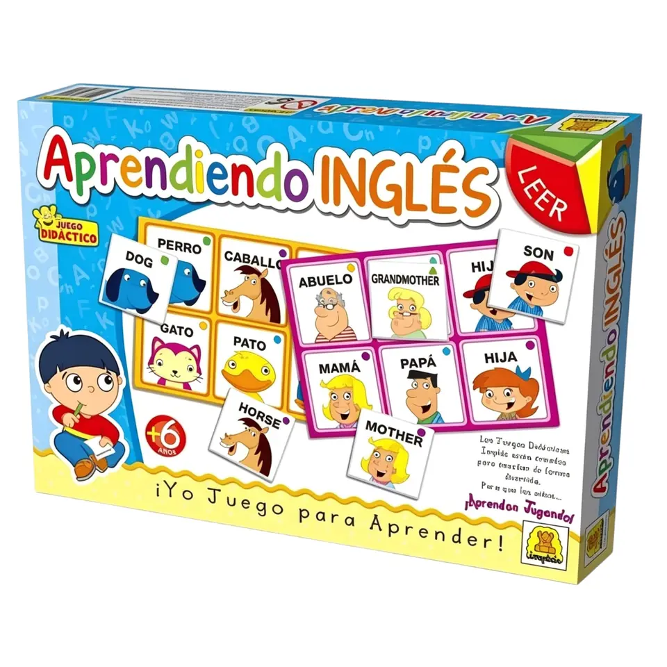 IM315- Aprendiendo Ingles,DIDACTICOS EDUCATIVOS. Edad: a partir de 5 años Participantes: 1 a 4 Medidas de la caja: 27 x 19.5 x 3.5 cm Juego para el inicio en el idioma inglés.IMPLAS.