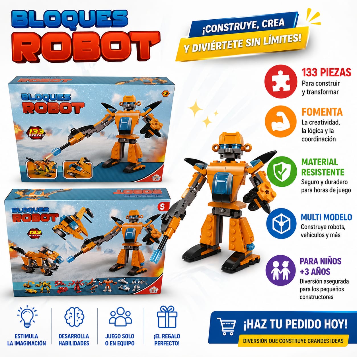 55288- JUEGO DE BLOQUES NAVE ROBOT 133 PIEZAS 26X19X5  +INFO+FOTOS