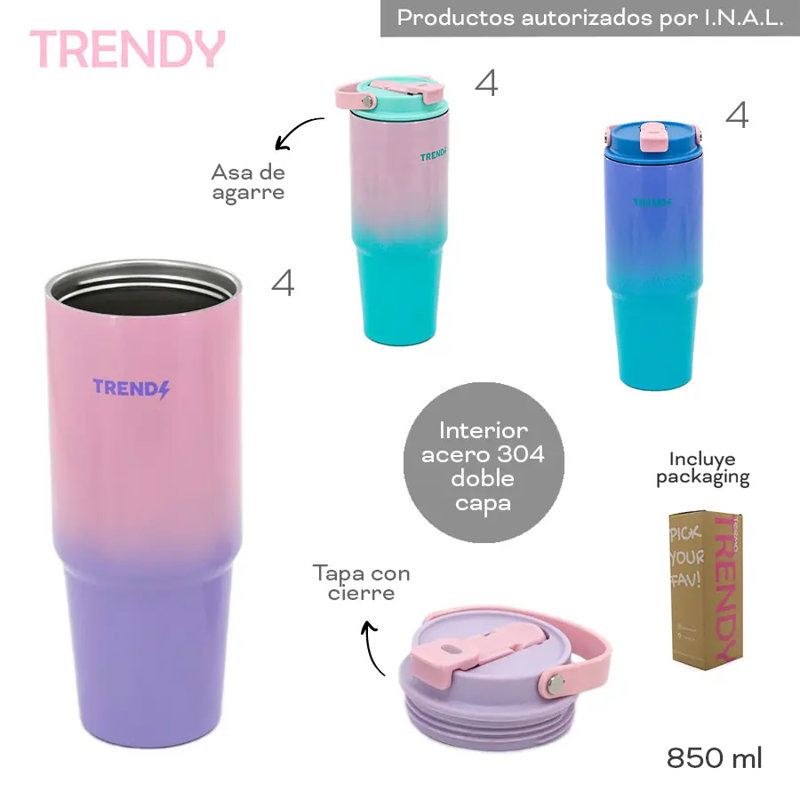 18442 - Vaso Termico Trendy 850ML, DESCRIPCION EN +FOTOS+VIDEO+INFO