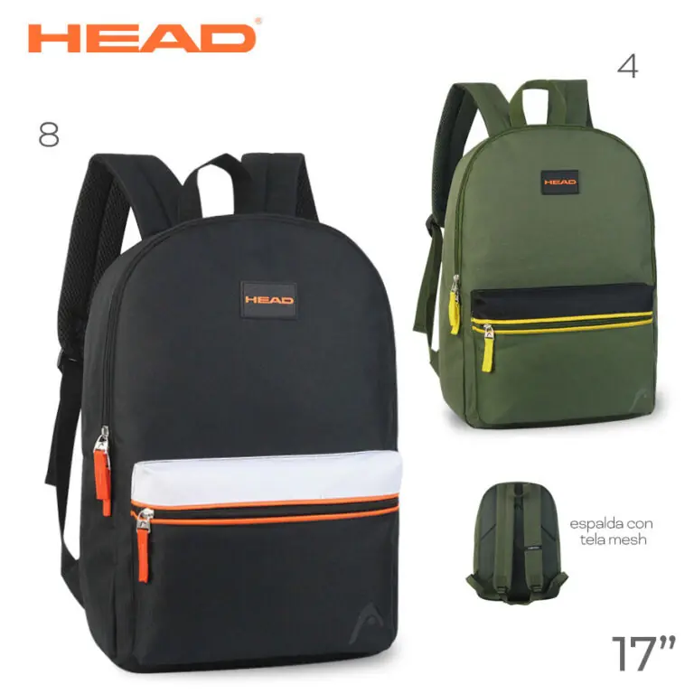 27174 – Mochila Head Descripción: Composición: 100% nylon Alto: 43 cm Ancho: 29 cm Profundidad: 14 cm MAS INFO EN FOTO