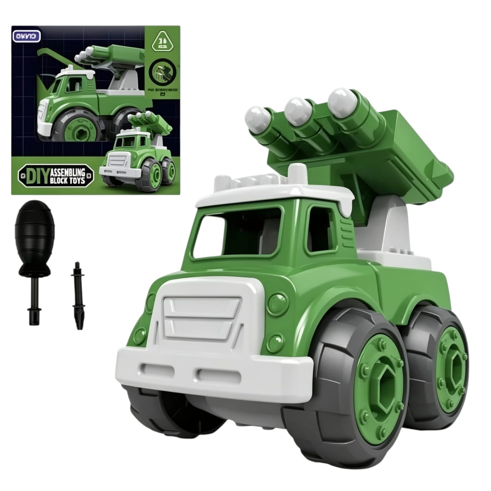 *59820- CAMION DESARMABLE MILITAR INTERACTIVO C/HERRAMIENTA DE DESARME VARIOS MOD 13X13X9 - 470GR +INFO+FOTOS