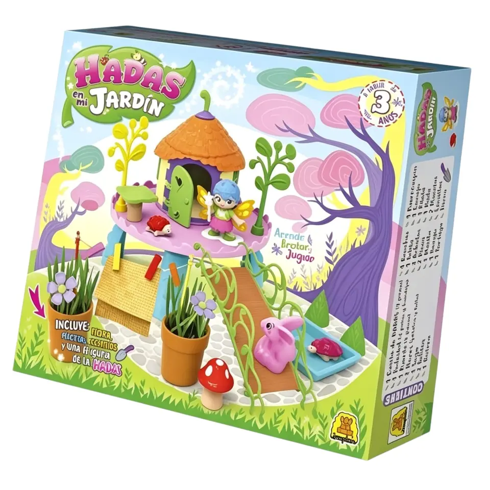 IM383 - Hadas en mi Jardin Con la magia de las Hadas que siempre estan atentas al cuidado de los jardines, este juego viene con una Hada animalitos, accesorios y su casita para jugar mientras crecen las plantitas.IMPLAS DIDÁCTICOS/EDUCATIVOS X5 (+FOTO)