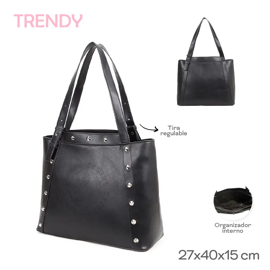 22702- Cartera Trendy	27cm	40cm	15cm	PU	Tira regulable y desmontable, org interno MARROQUINERIA +INFO+FOTOS