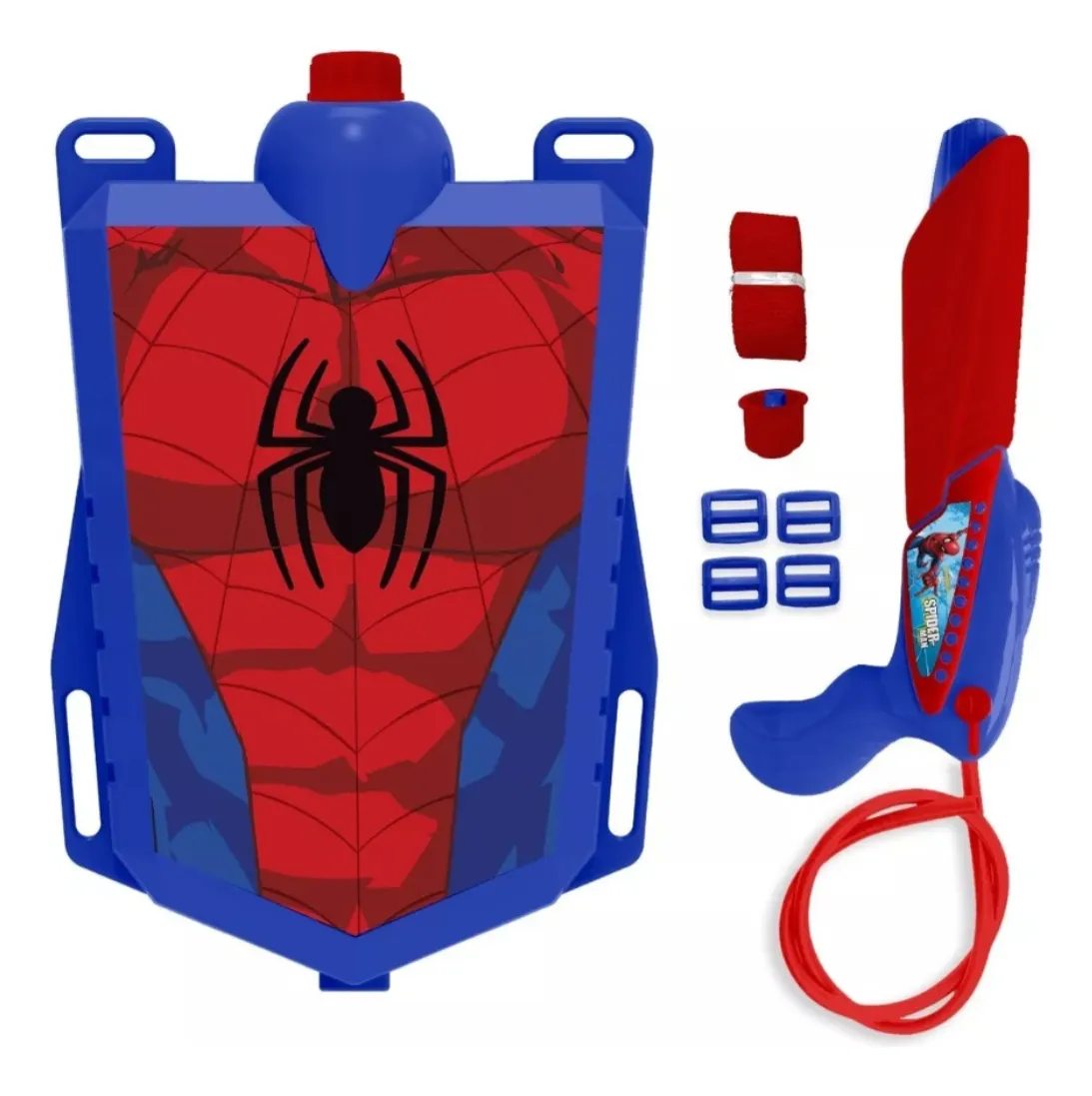 8547- MOCHILA DE AGUA 1,5L  SPIDERMAN MARVEL C/LANZADOR PISTOLA  47X36X6 +INFO+FOTOS