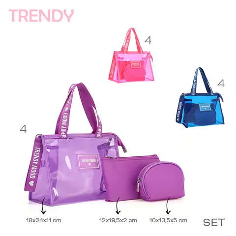 Portacosméticos Trendy Set x3 PVC + Nylon