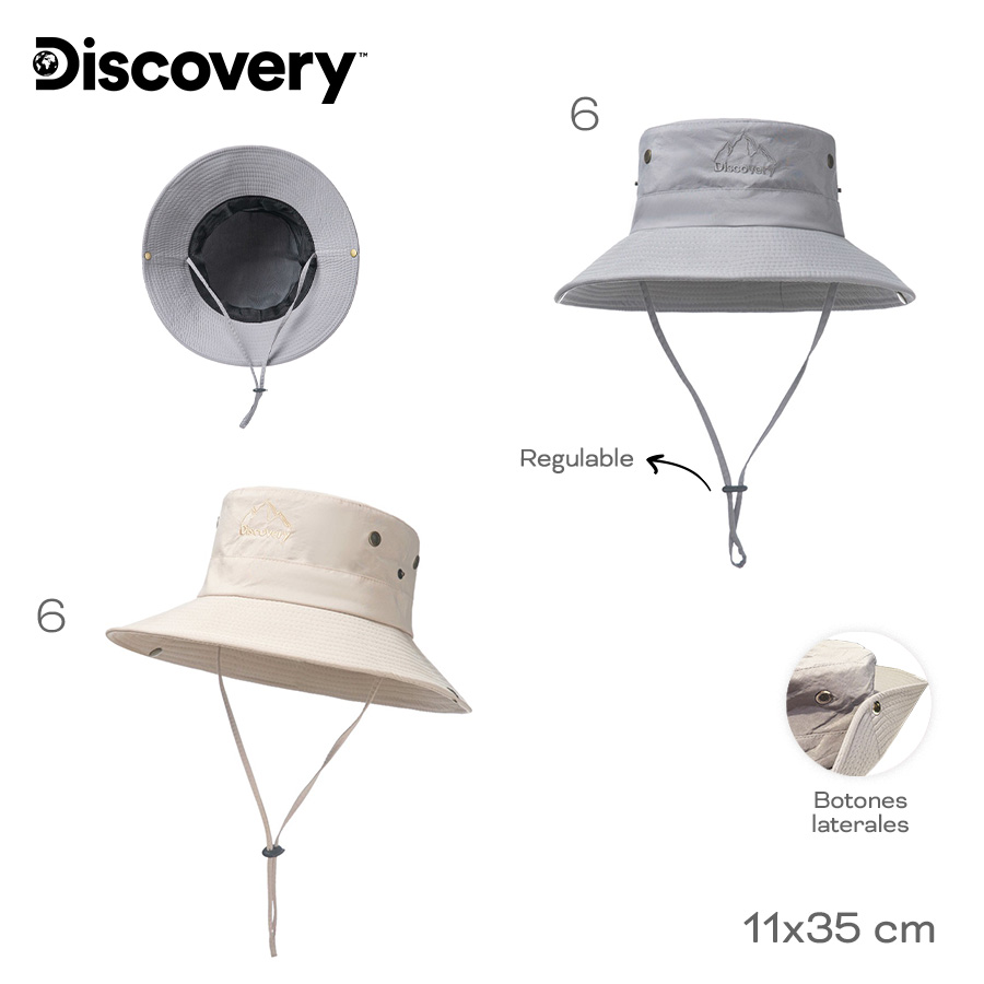16417- Gorro Discovery T2 ,11cm	35cm  Nylon	Regulable, botones laterales +INFO+FOTOS
