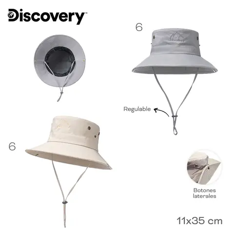 Gorro Discovery T2 Nylon Regulable Con Tira y Botones Laterales