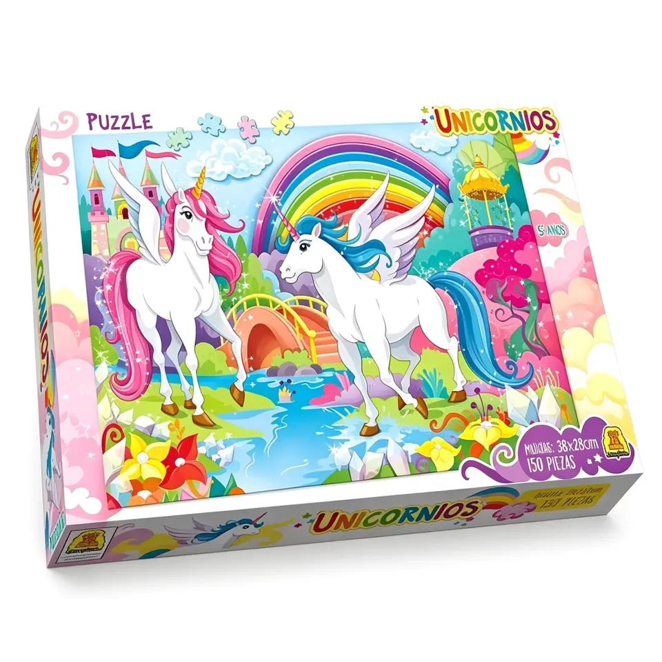 IM213- Unicornios Contiene 1 puzzle de 150 piezas Medidas 35 x 50 cm Medidas de la caja 34.5 x 22.4 x 4.4 cm Puzzle Infantil. IMPLAS  CAJA X 8