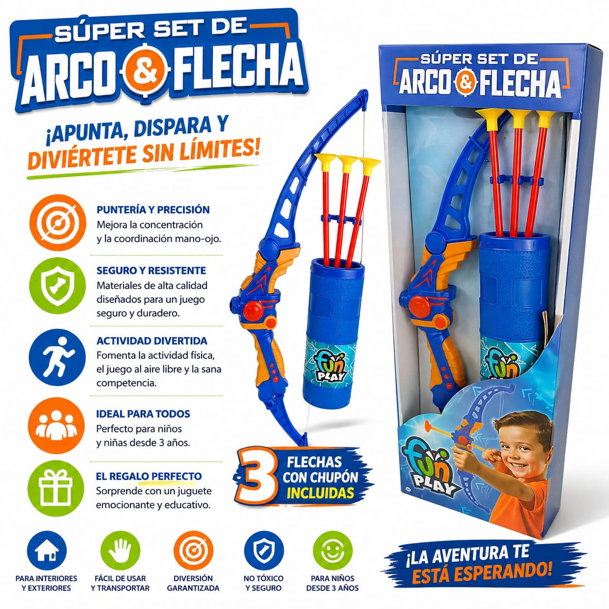 54767 - SET ARCO Y FLECHA  CAJA 54X19X4 +INFO+FOTOS