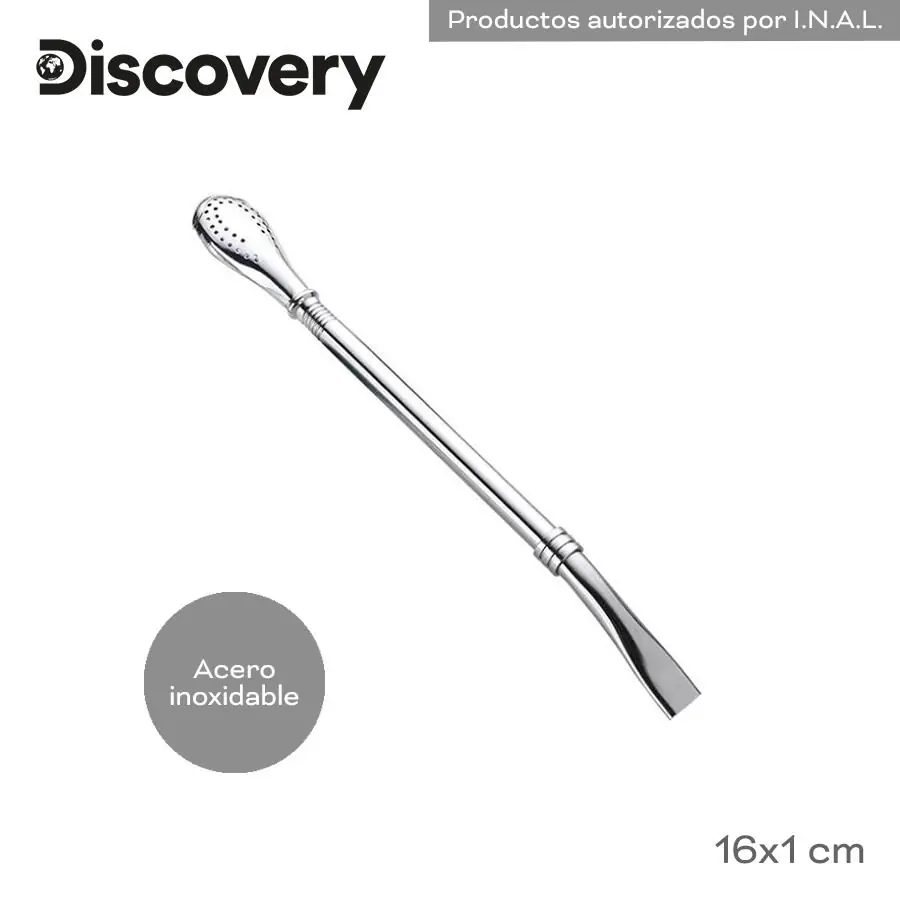13676 - Bombilla Discovery,  Composición: Acero inoxidable  Alto: 16cm  Ancho: 1cm  Profundidad: 1cm +info+fotos