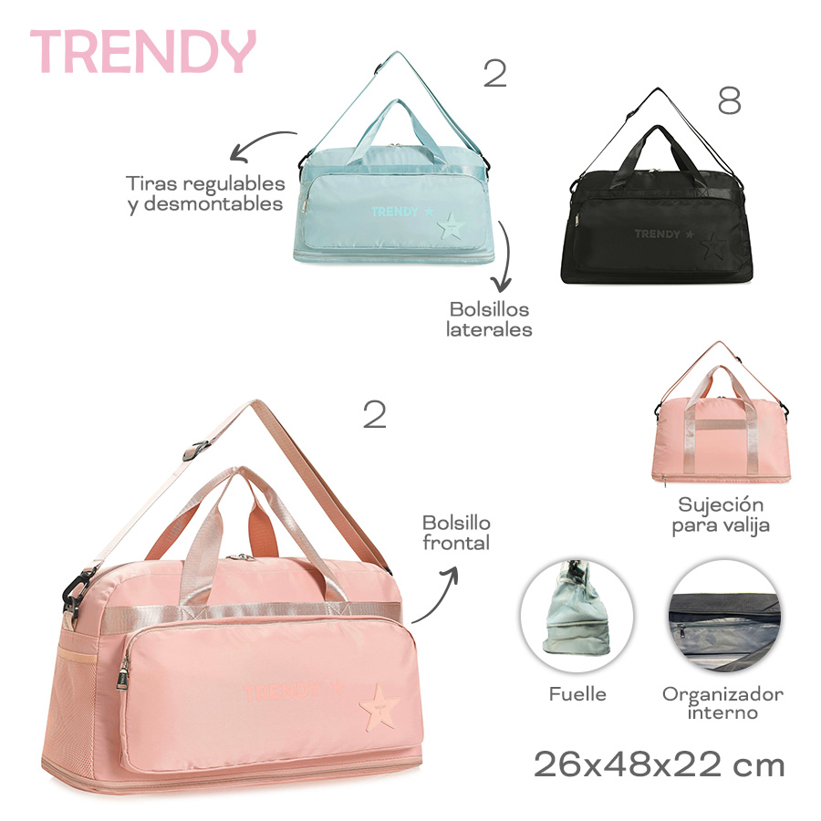 18574 - Bolso Trendy +INFO+FOTOS Info: Bol frontal, lats, org int, suj p valij, fuelle, tir desmnt  Composición: Nylon  Alto: 26cm  Ancho: 48cm  Profundidad: 22cm