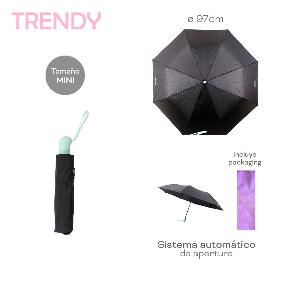 Paraguas Trendy Mini Automático Nylon 97cm con Packaging