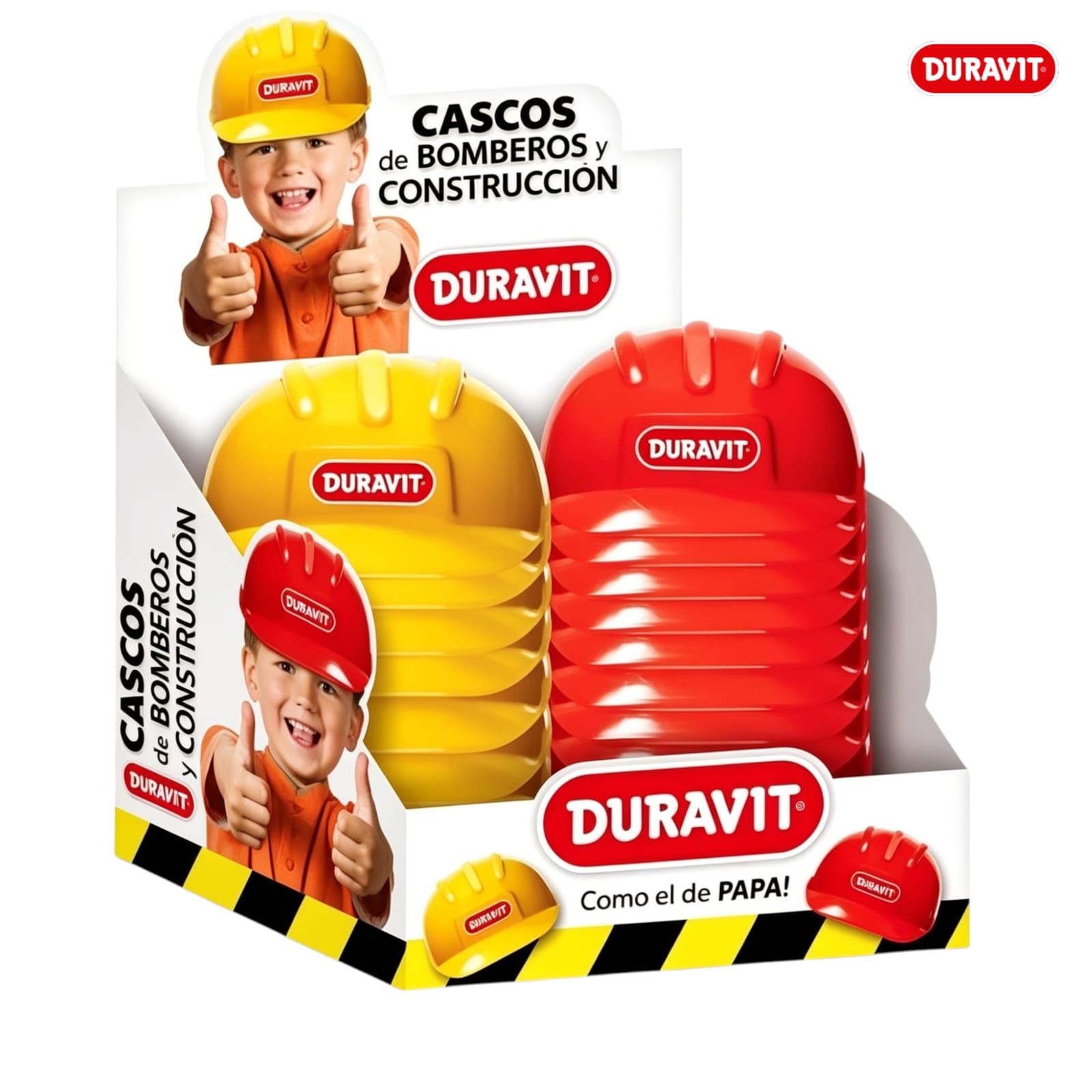 414 - Cascos Construcción Bombero, PUEDEN PEDIR X2 UNI DURAVIT (Display exhibidor x20)