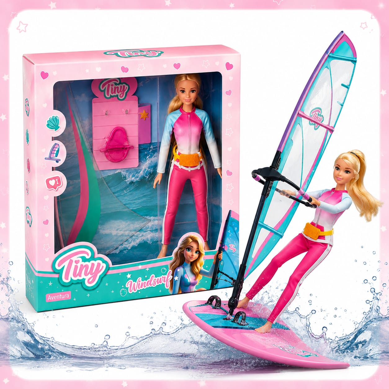 *55865- MUÑECA TINY WINDSURF C/ACCESORIOS 30X34X7 +INFO+FOTOS