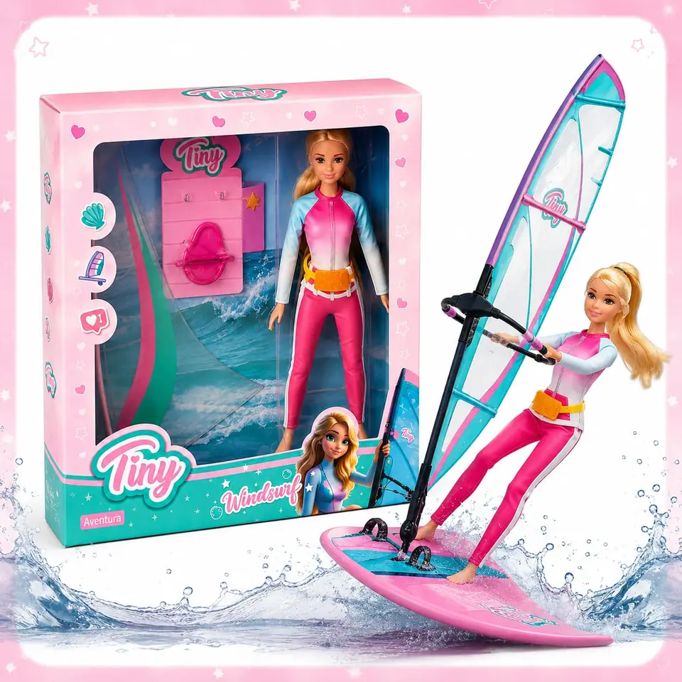 *55865- MUÑECA TINY WINDSURF C/ACCESORIOS 30X34X7 +INFO+FOTOS