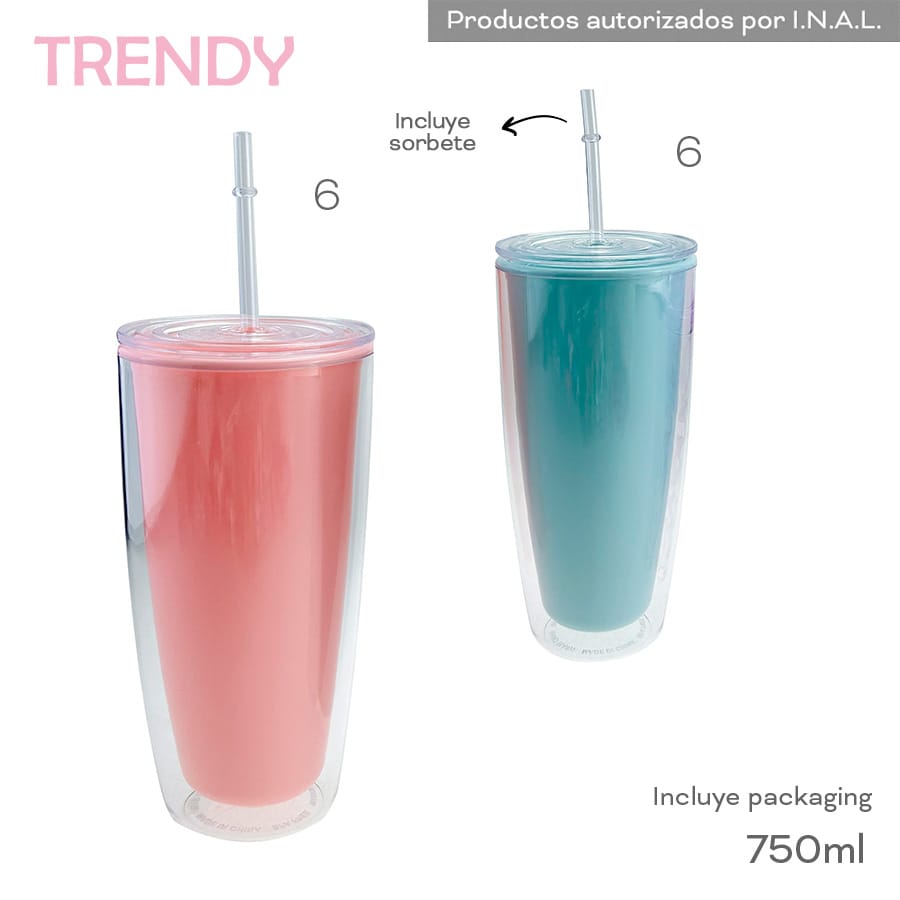 17393 - Vaso Trendy T2 (+FOTOS)  Info: Incluye sorbete y packaging  Composición: AS  Alto: 750ml