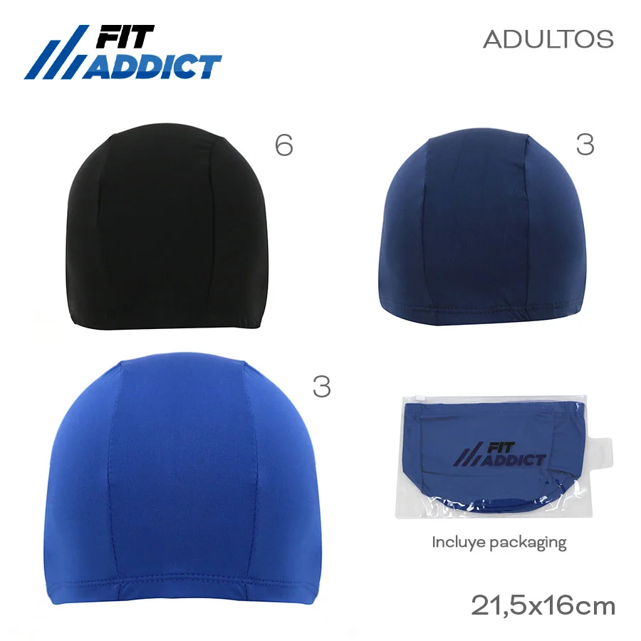 17836 – Gorro Natacion Fit Addict, PROFESIONAL (+fotos)  Info: incluye packaging Composición: poliéster Alto: 21,5 cm Ancho: 16 cm