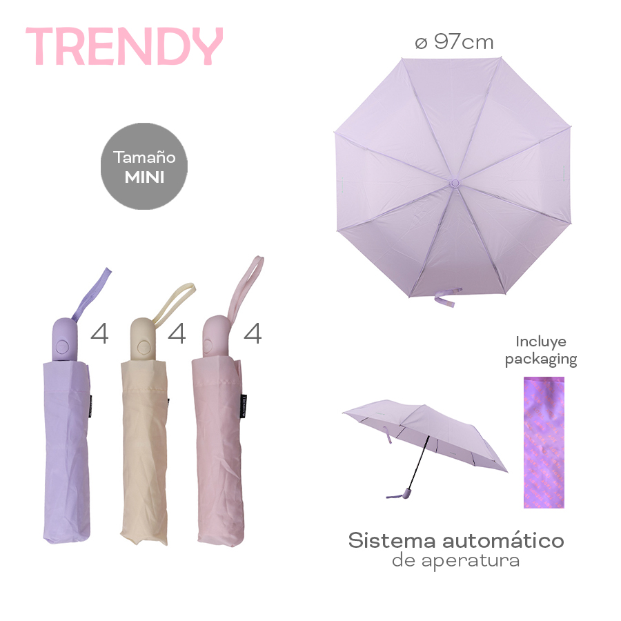 Paraguas Trendy Mini Automático Nylon 97cm con Packaging