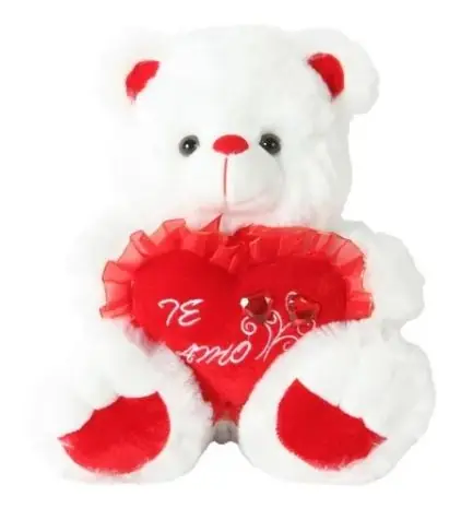 45509  OSO BLANCO 9"=23CM,  C/CORAZON PIEDRAS