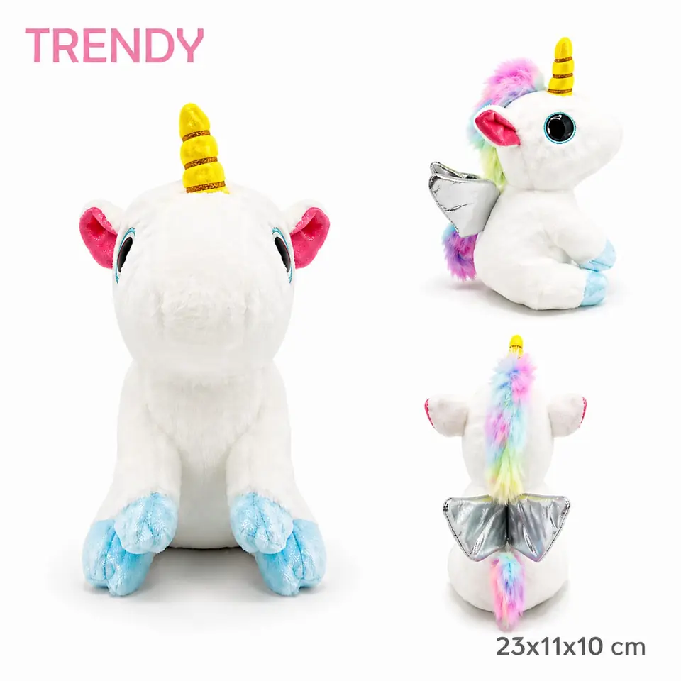 30453- UNICORNIO LINEA TRENDY 23X11X10 PELUCHE, +INFO+FOTOS