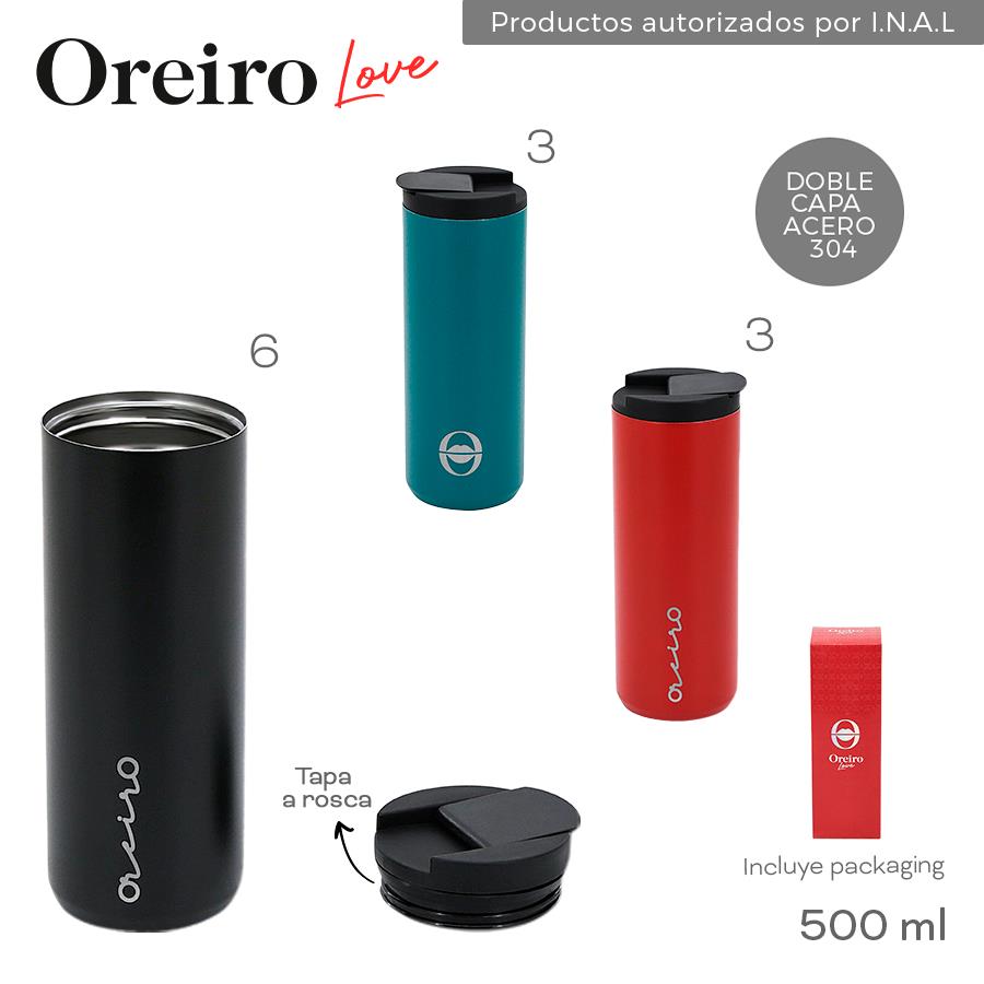 18387- Vaso Termico Oreiro  T2	500ml	ACERO	Capa doble acero 304, tapa a rosca, incluye packaging +INFO+FOTOS