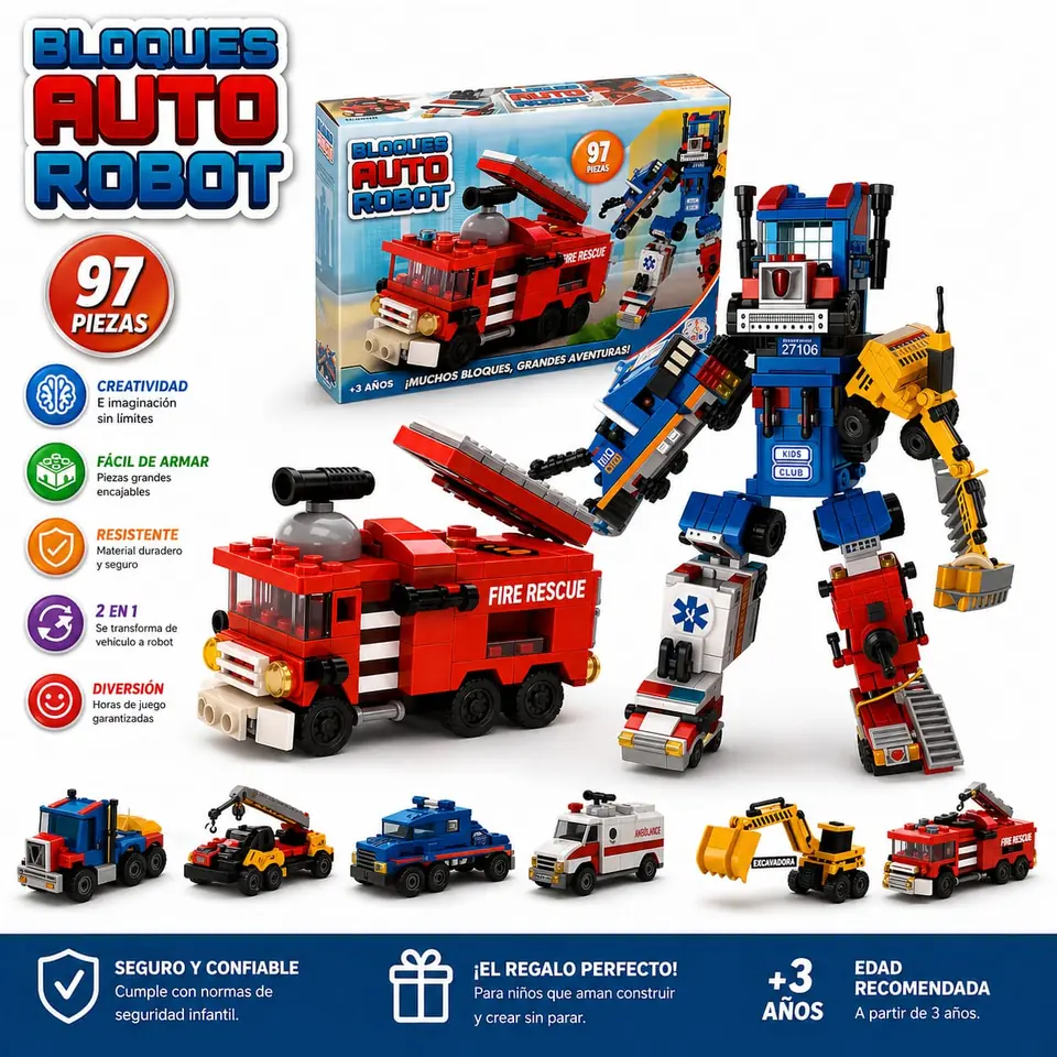 54407 - JUEGO DE BLOQUES CAMION BOMBERO ROBOT 97P "LEGO"  22X15X5 +INFO+FOTOS