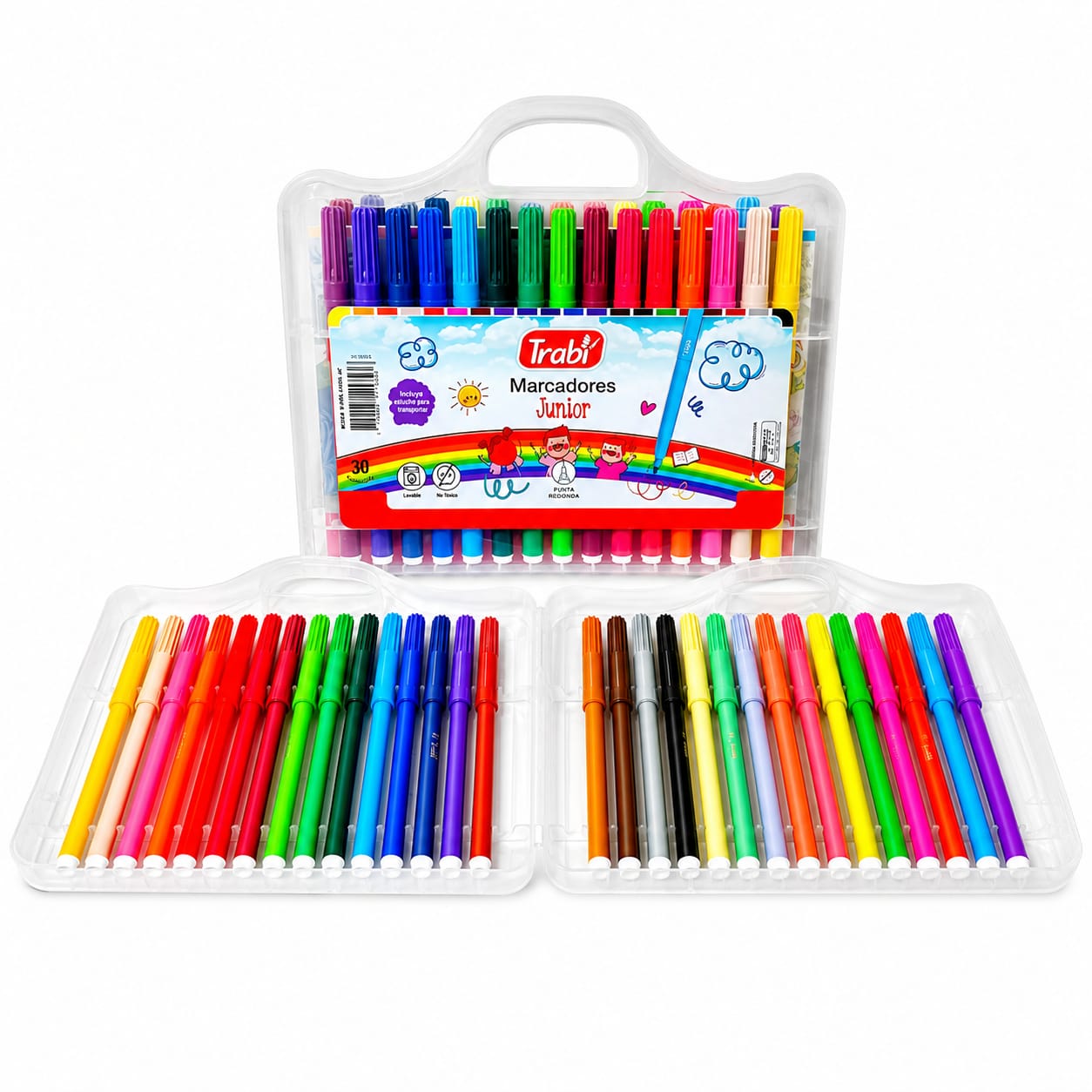 JVX30- VALIJA MARCADORES INFANTILES JUNIOR TRABI X30 PUNTA REDONDA