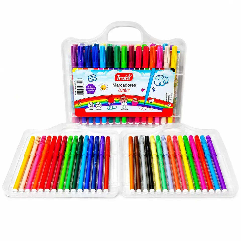 JVX30- VALIJA MARCADORES INFANTILES JUNIOR TRABI X30 PUNTA REDONDA