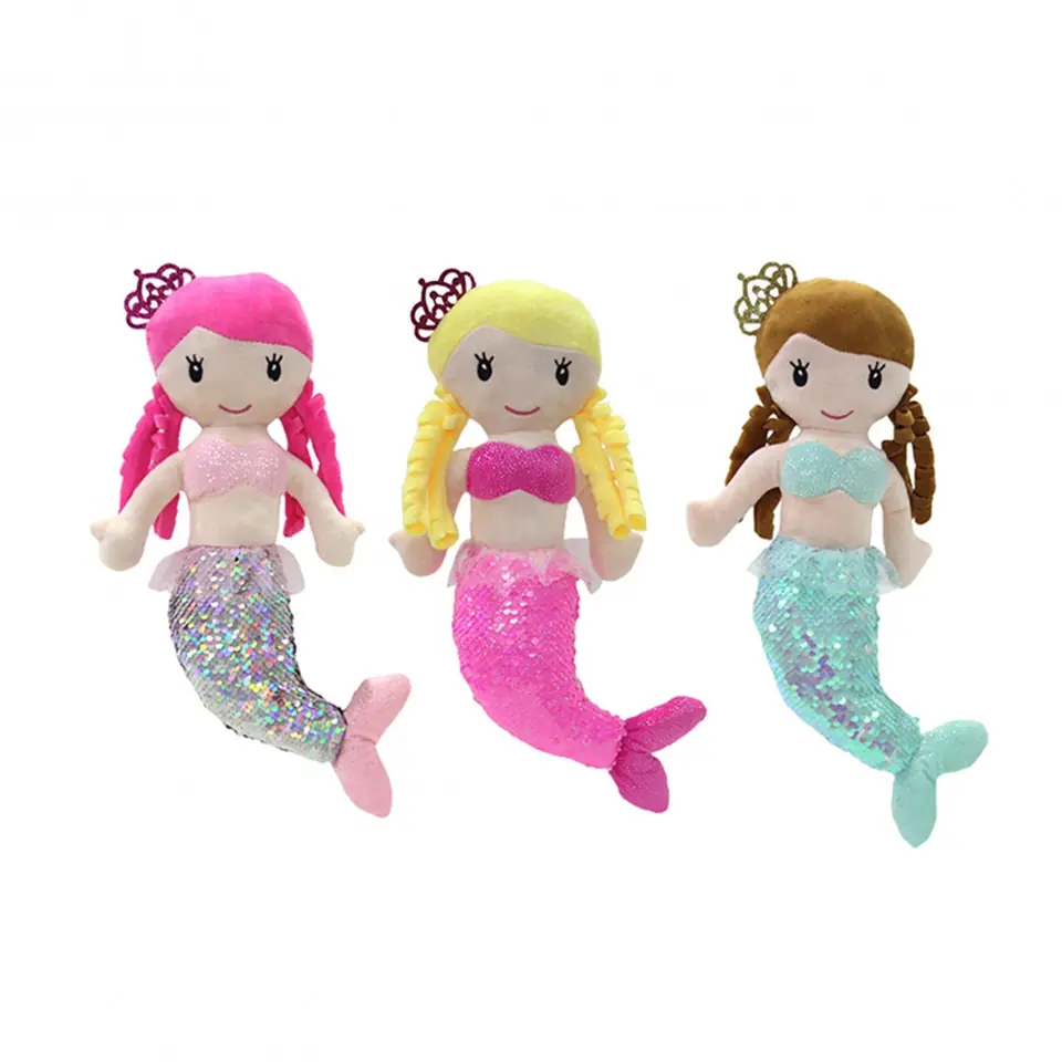 80187s - MUÑECA 13"= 33CM  SIRENA C/LENTEJUELAS