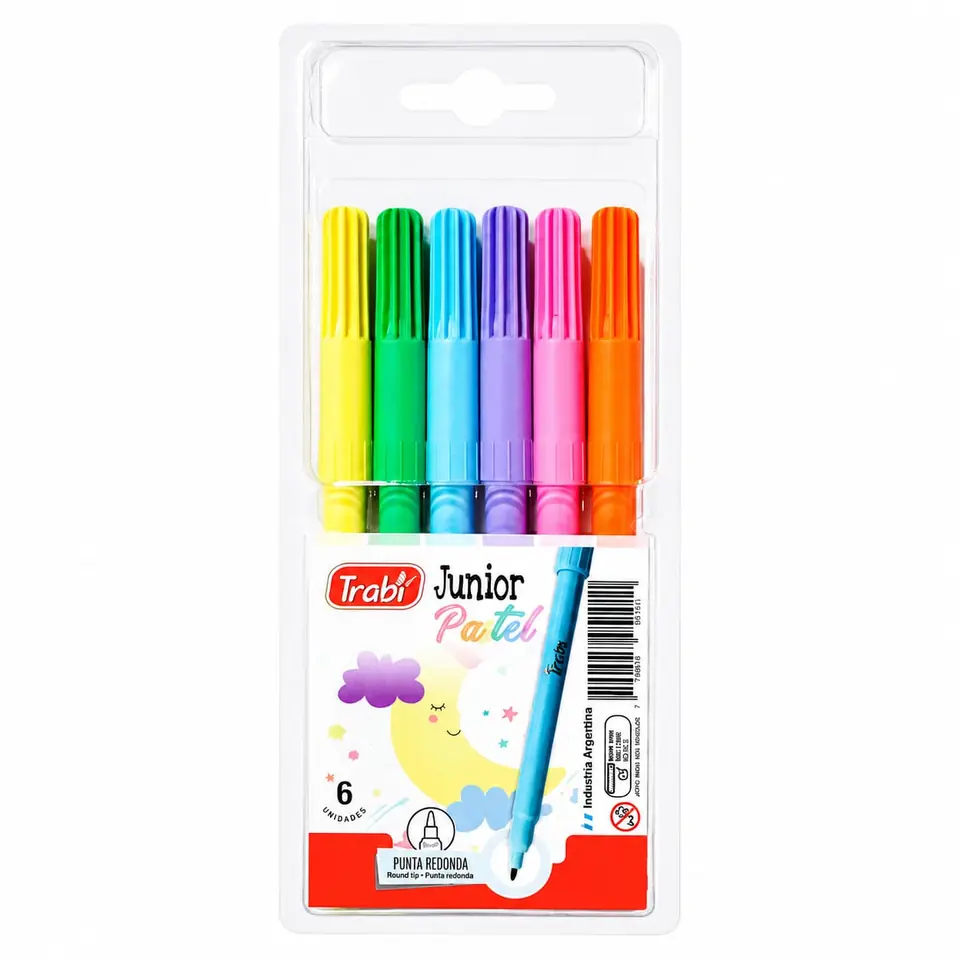 JX6P- MARCADORES INFANTILES JUNIOR TRABI X6 PASTEL BLISTER
