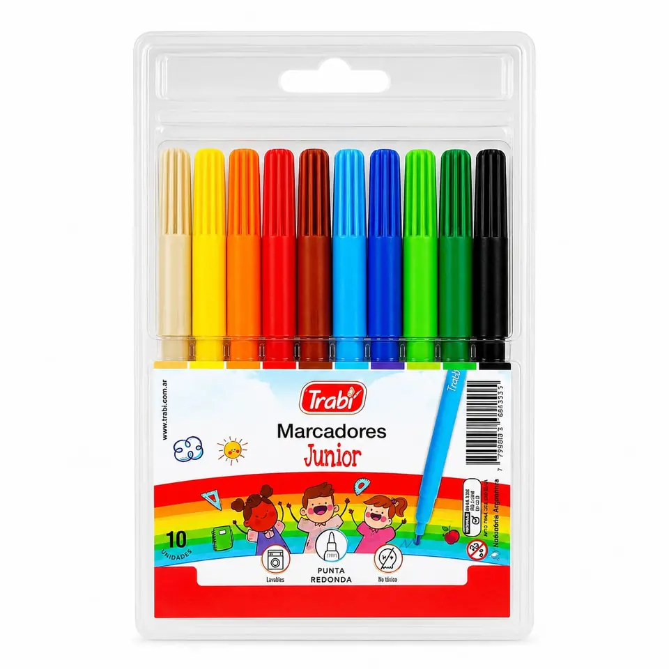 JX10C- MARCADORES INFANTILES JUNIOR TRABI X10 CLASICO BLISTER