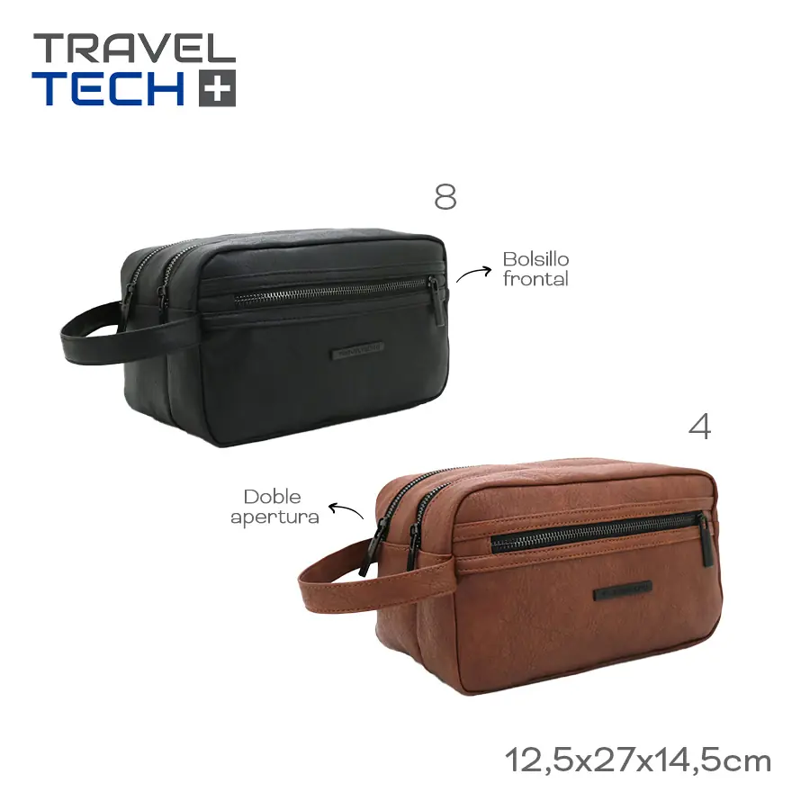 17011 – ORGANIZADOR  Travel Tech T2 SIMIL CUERO (USOS MULTIPLES), +INFO+FOTOS Info: Neceser doble apertura, bolsillo frontal y manija Composición: PU Alto: 12,5cm Ancho: 27cm