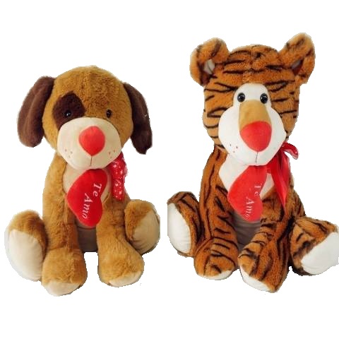 24133  ANIMAL 16"=40.50CM,  C/CORAZON TIGRE PERRO